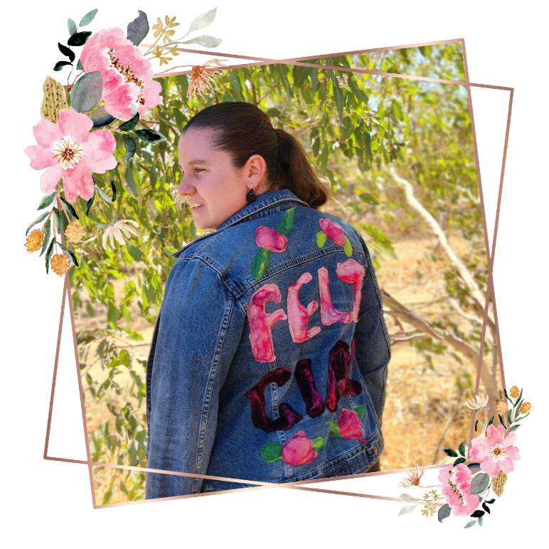 Lee in a Felt Girl denim jacket.